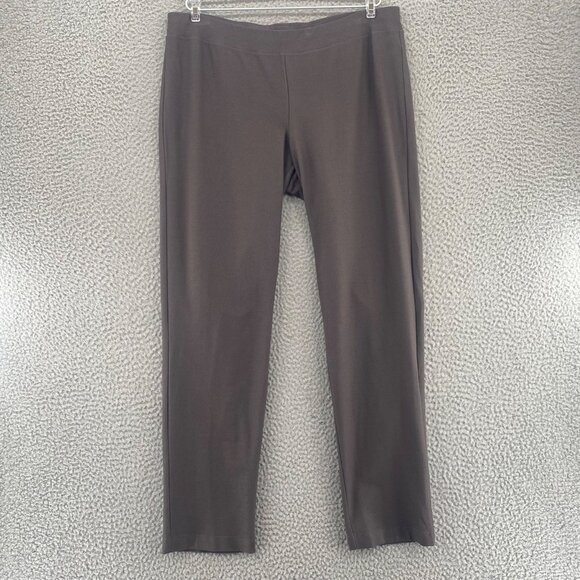 Eileen Fisher Pants - Eileen Fisher Pants Womens Medium Brown Tapered Leg Knit Stretch Pull On Crops